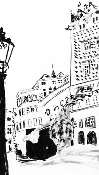 [Mala Strana, Prague, looking toward Hradcany (sketch)]